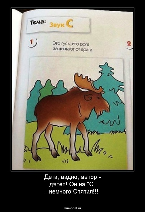 Дети, видно, автор - дятел! Он на "С" - немного Спятил!!!