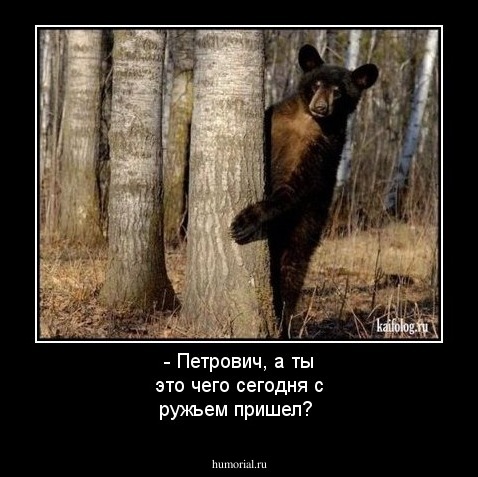 - Петрович, а ты это чего сегодня с ружьем пришел?