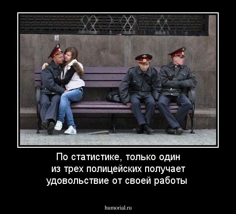 По статистике, только один из трех полицейских получает удовольствие от своей работы