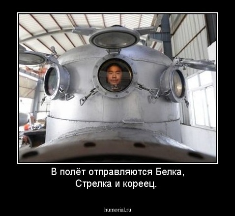 В полёт отправляются Белка, Стрелка и кореец.