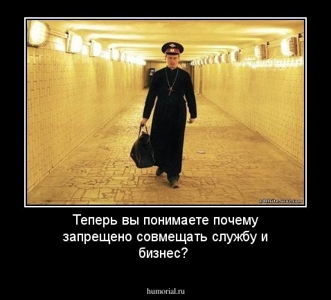 Теперь вы понимаете  почему запрещено совмещать службу и бизнес?
