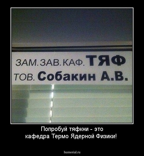 Попробуй тяфкни - это кафедра Термо Ядерной Физики!