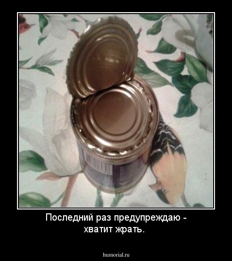 Последний раз предупреждаю - хватит жрать. 