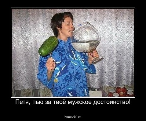 Петя, пью за твоё мужское достоинство!