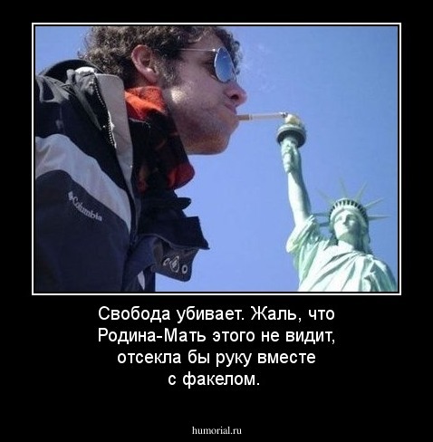 Свобода убивает. Жаль, что Родина-Мать этого не видит, отсекла бы руку вместе с факелом.