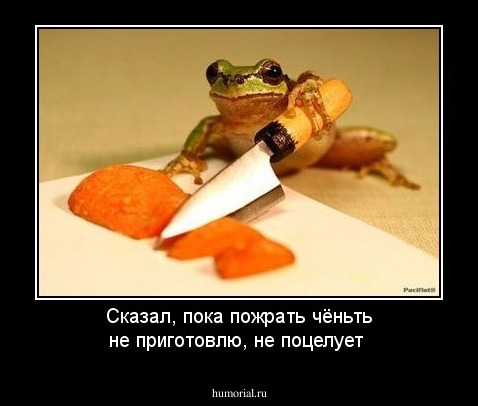 Сказал, пока пожрать чёньть не приготовлю,  не поцелует