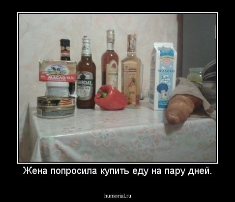 Жена попросила купить еду на пару дней.