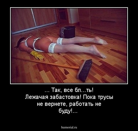... Так, все бл...ть! Лежачая забастовка! Пока трусы не вернете, работать не буду!...