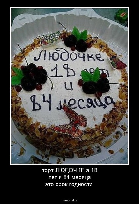 торт ЛЮДОЧКЕ а 18 лет и 84 месяца это срок годности 