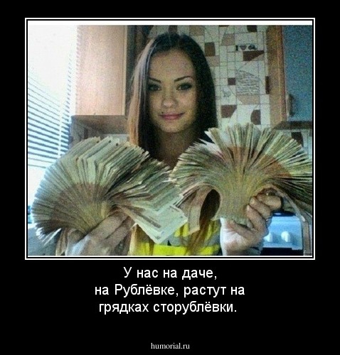 У  нас  на  даче, на  Рублёвке,     растут   на  грядках   сторублёвки.