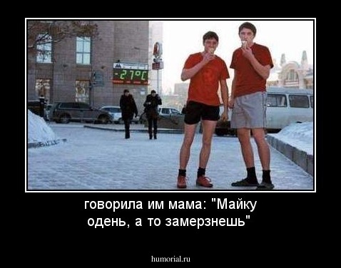 говорила им мама: "Майку одень, а то замерзнешь"