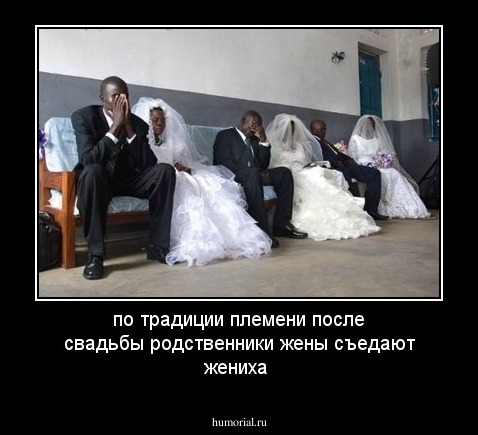 по традиции племени после свадьбы родственники жены съедают жениха