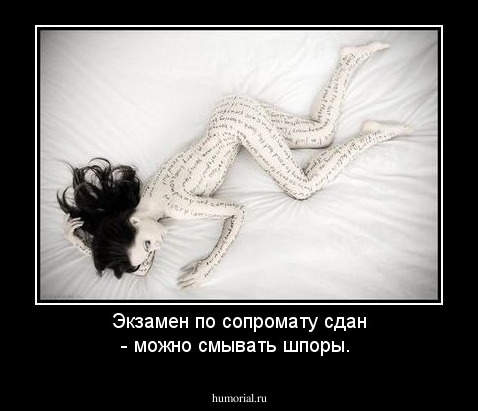 Экзамен по сопромату сдан - можно смывать шпоры.