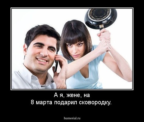 А  я,  жене,  на  8  марта  подарил  сковородку. 