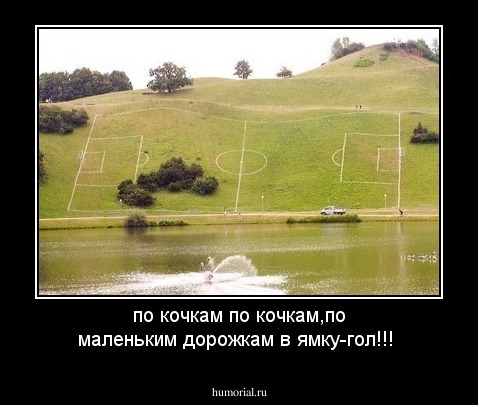 по кочкам по кочкам,по маленьким дорожкам в ямку-гол!!!