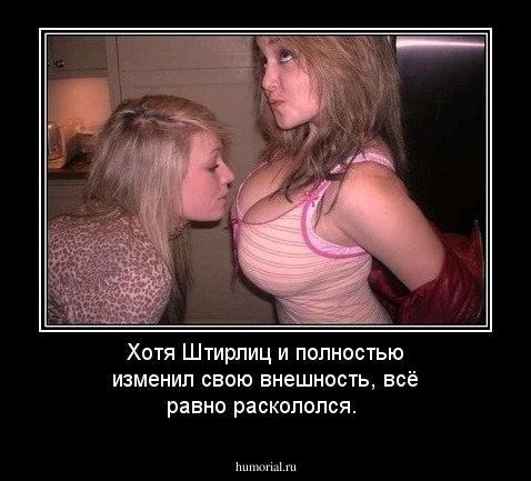 Хотя Штирлиц и полностью изменил свою внешность, всё равно раскололся.
