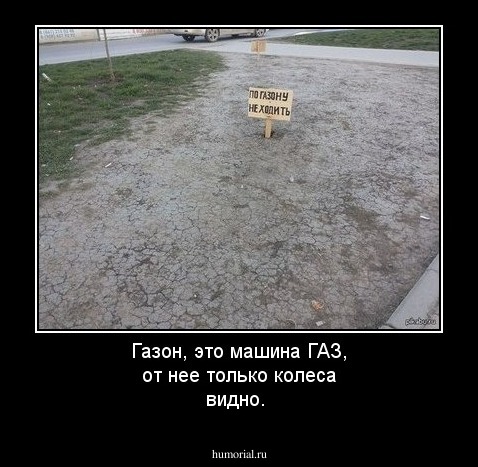 Газон, это машина ГАЗ, от нее только колеса видно.