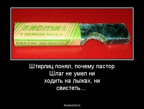 Штирлиц понял, почему пастор Шлаг не умел ни ходить на лыжах, ни свистеть...
