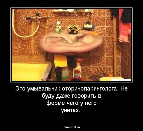 Это умывальник оториноларинголога. Не буду даже говорить в форме чего у него унитаз.