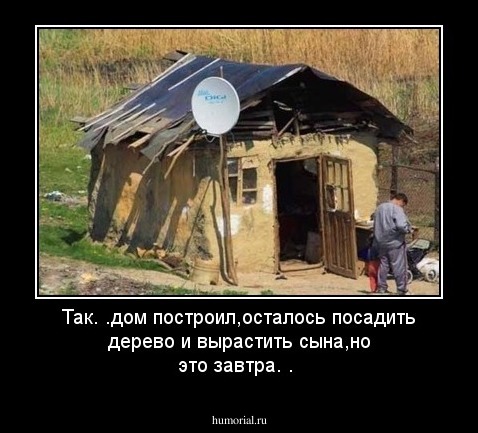 Так. .дом построил,осталось посадить дерево и вырастить сына,но это завтра. .