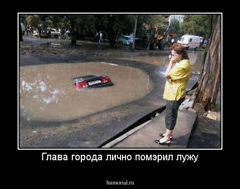 Глава города лично помэрил лужу