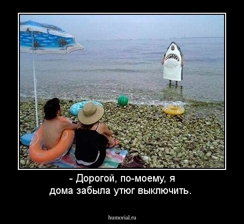 - Дорогой, по-моему, я дома забыла утюг выключить.