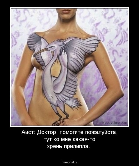 Аист: Доктор, помогите пожалуйста, тут ко мне какая-то хрень прилипла. 