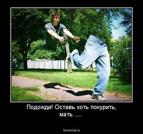 Подожди! Оставь хоть покурить, мать ....