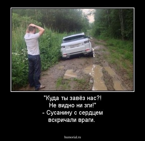"Куда ты завёз нас?! Не видно ни зги!" - Сусанину с сердцем вскричали враги.