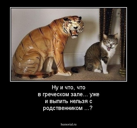 Ну и что, что  в греческом зале... уже и выпить нельзя с родственником ...?