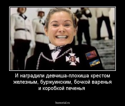 И наградили девчиша-плохиша крестом железным, буржуинским, бочкой варенья и коробкой печенья