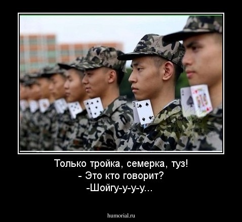 Только тройка, семерка, туз!        - Это кто говорит?       -Шойгу-у-у-у...