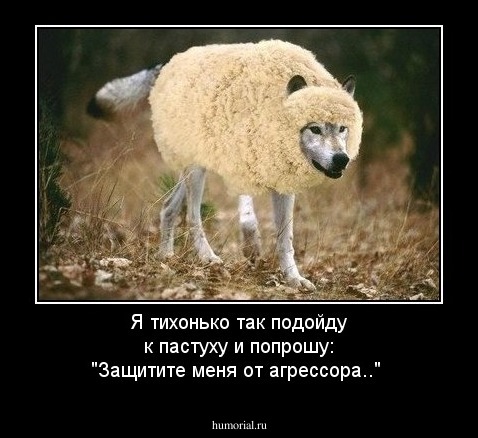 Я тихонько так подойду к пастуху и попрошу: "Защитите меня от агрессора.."