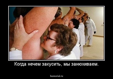 Когда нечем закусить, мы занюхиваем.