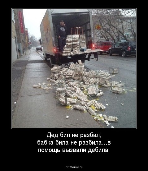 Дед бил не разбил, бабка била не разбила...в помощь  вызвали   дебила
