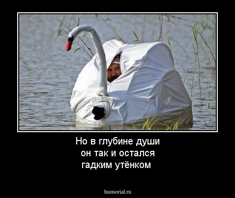 Но в глубине души он так и остался гадким утёнком