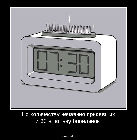 По количеству  нечаянно присевших 7:30 в пользу блондинок