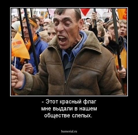 - Этот красный флаг мне выдали в нашем обществе слепых.
