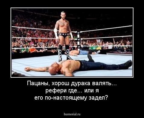 Пацаны, хорош дурака валять... рефери где... или я его по-настоящему задел?