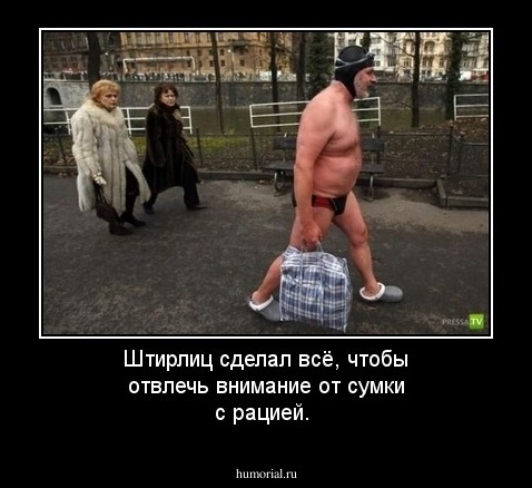 Штирлиц сделал всё, чтобы отвлечь внимание от сумки с рацией.