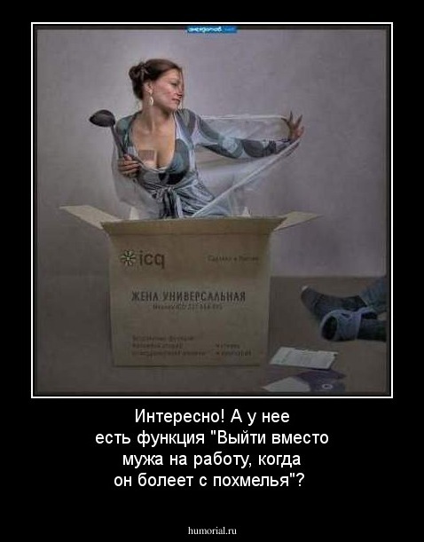 Интересно! А у нее есть функция "Выйти вместо мужа на работу, когда он болеет с похмелья"?