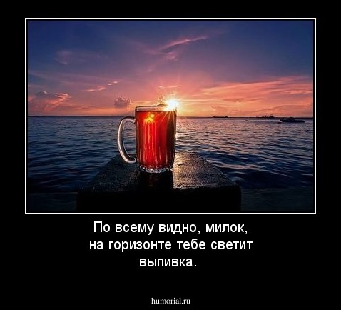 По всему видно, милок, на горизонте тебе светит выпивка. 