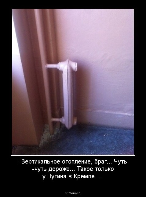 -Вертикальное отопление, брат... Чуть -чуть дороже... Такое только у Путина в Кремле....