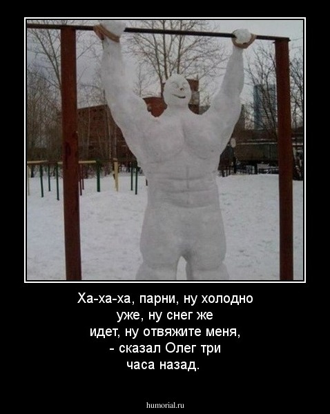Ха-ха-ха, парни, ну холодно уже, ну снег же идет, ну отвяжите меня, - сказал Олег три часа назад.