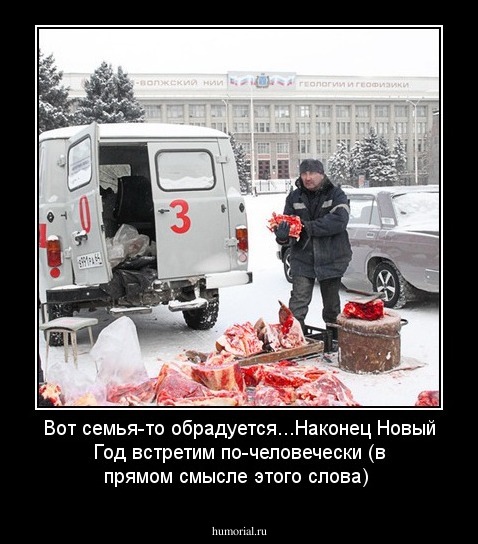 Вот семья-то обрадуется...Наконец Новый Год встретим по-человечески (в прямом смысле этого слова)