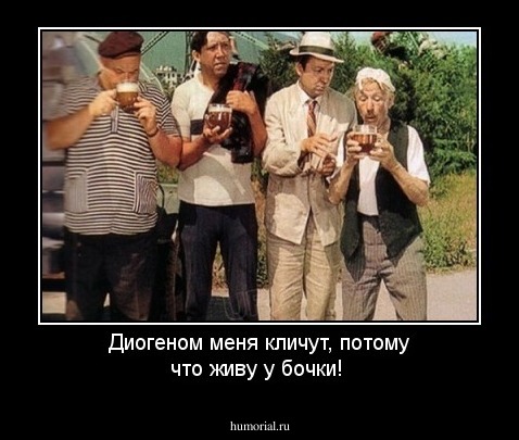 Диогеном меня кличут, потому что живу у бочки! 