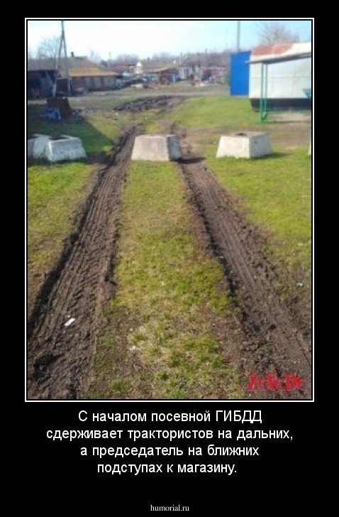 С началом посевной ГИБДД сдерживает трактористов на дальних, а председатель на ближних подступах к магазину.