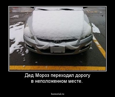 Дед Мороз переходил дорогу в неположенном месте.