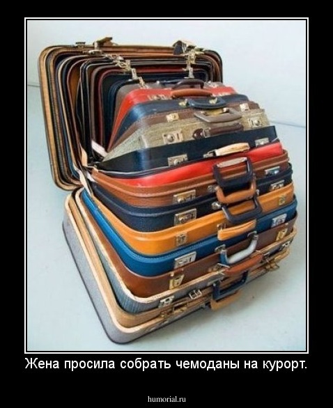 Жена просила собрать чемоданы на курорт.