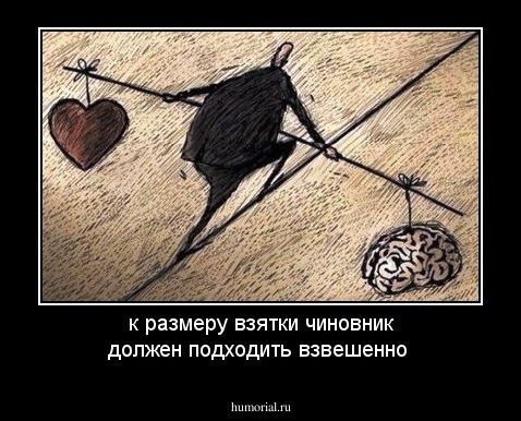к размеру взятки чиновник должен подходить взвешенно